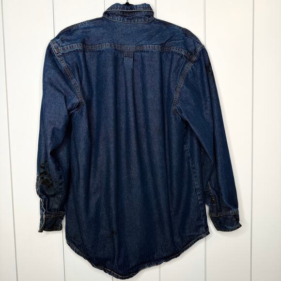 Black Stallion FR Denim Work Shirt Medium Snap Front Utility - Picture 2 of 16